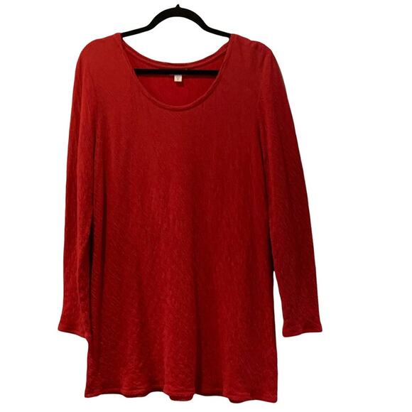 J. Jill Tops - J Jill Pure Jill Red Tunic Top Long Sleeve Scoop Neck Crepe Cotton Medium